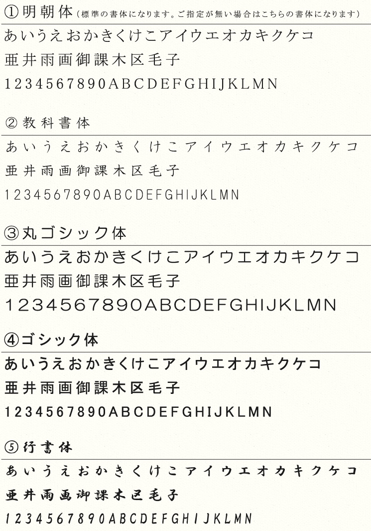 書体サンプル